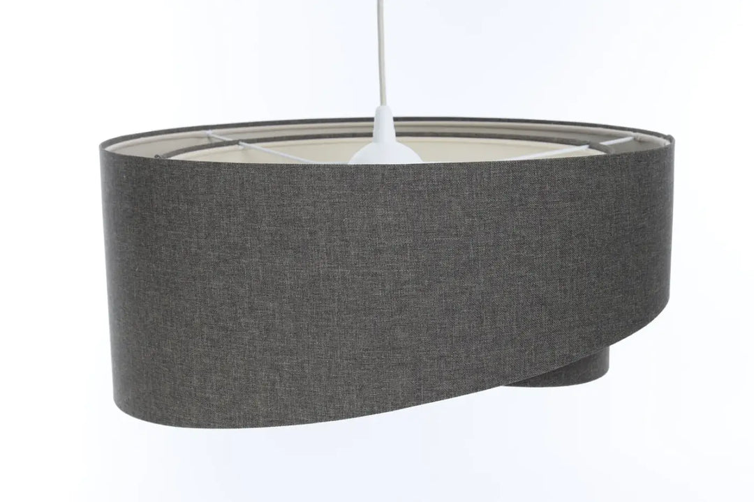Suspension luminaire galaxie boho élégant en tissu graphite gris foncé avec design sculptural et fixation centrale écrue