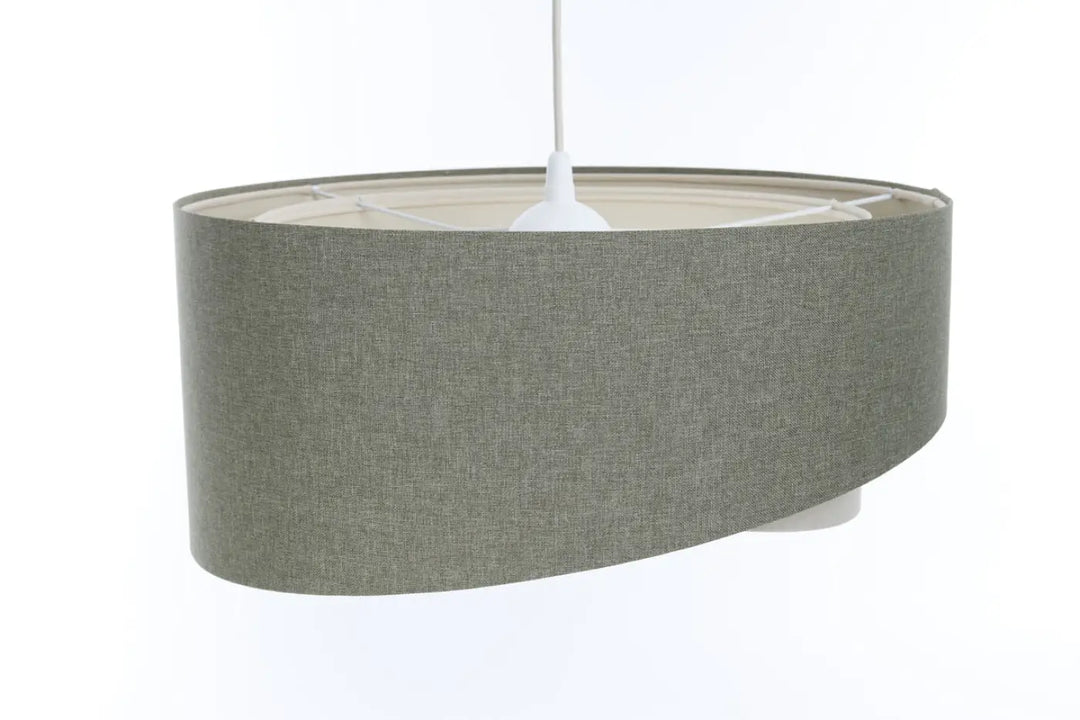 Suspension luminaire galaxy boho élégant en tissu gris vert avec fixture plastique crème pour éclairage intérieur
