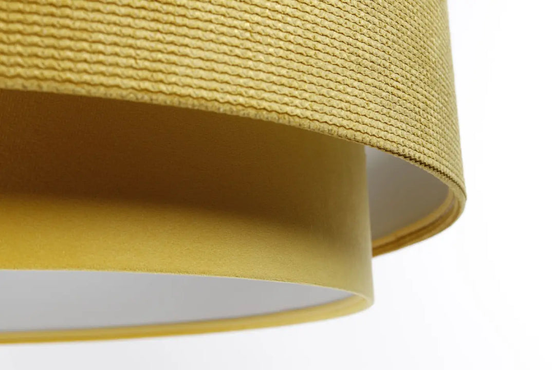 Suspension luminaire doblo classic en tissu jaune avec doublure blanche aux finitions lisses