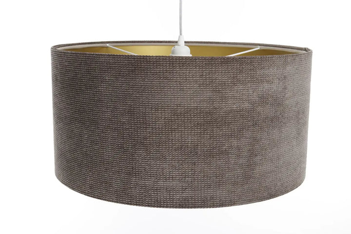 Suspension luminaire glamour structural velour en tissu marron avec intérieur jaune chaud pour un style moderne chic