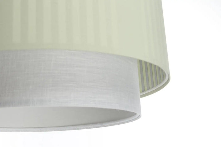 Suspension luminaire duo lami line crème avec abat-jour plissé et base en tissu menthe style moderne chic