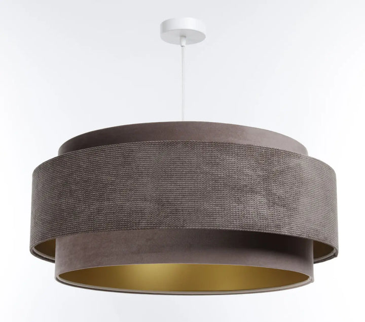 Suspension luminaire doblo classic moka en carton ondulé brun foncé texturé à montage plafond blanc en tissu moka participe pleinement