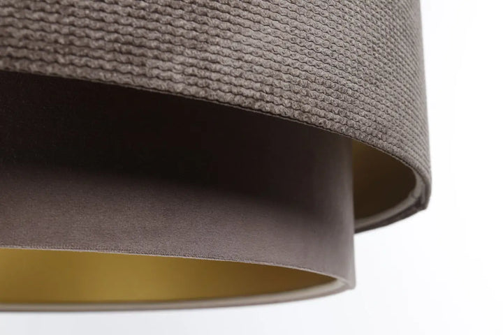 Suspension luminaire doblo classic en tissu moka gris avec intérieur doré alliant élégance et fonctionnalité