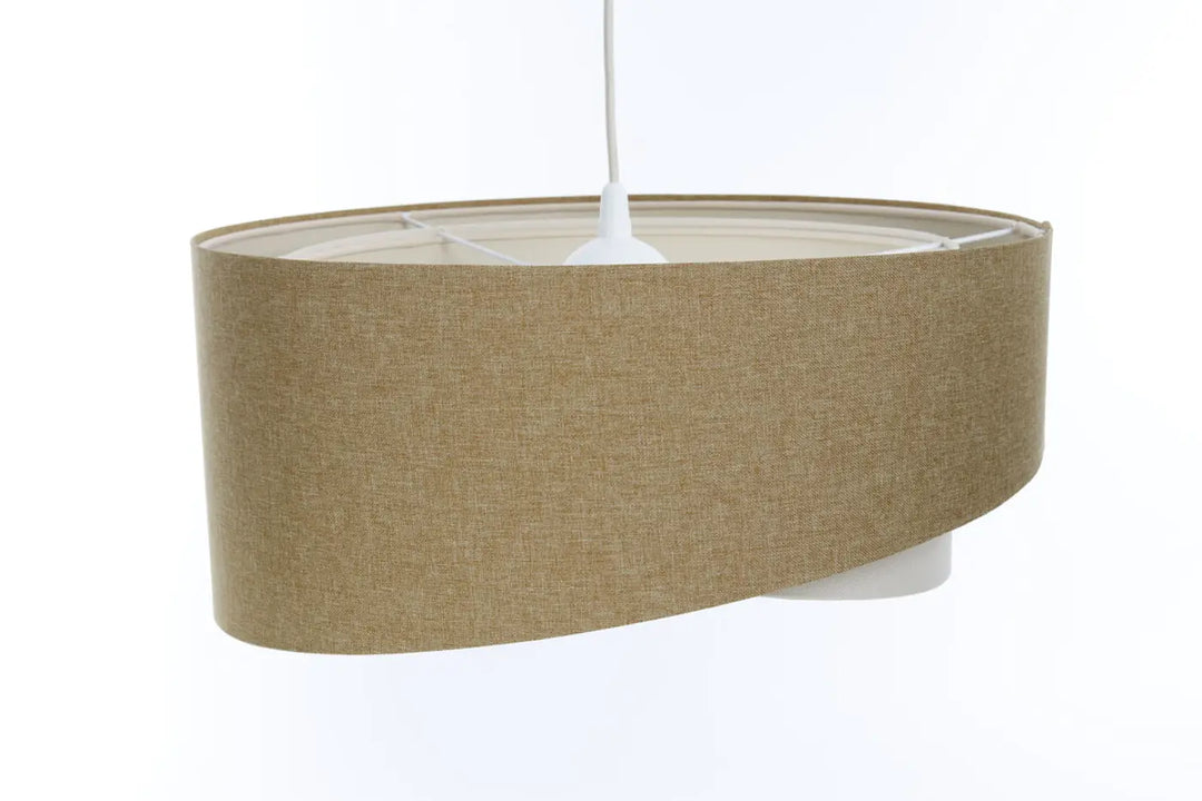 Suspension luminaire en tissu moutarde avec base blanche et lumière douce galore boho elegant moutarde crème
