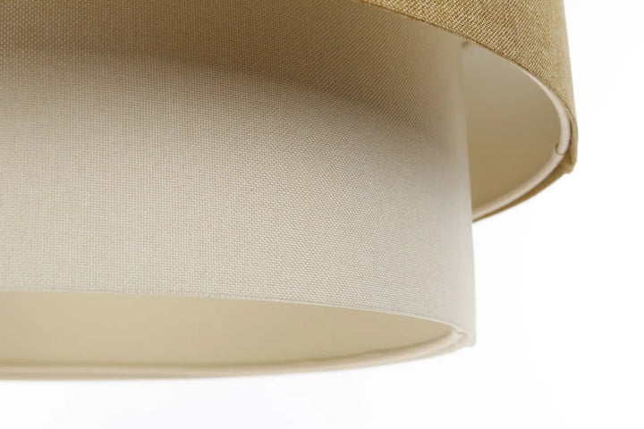 Suspension luminaire duo boho elegant avec abat-jour en lin beige à tissage texturé et design cylindrique moderne