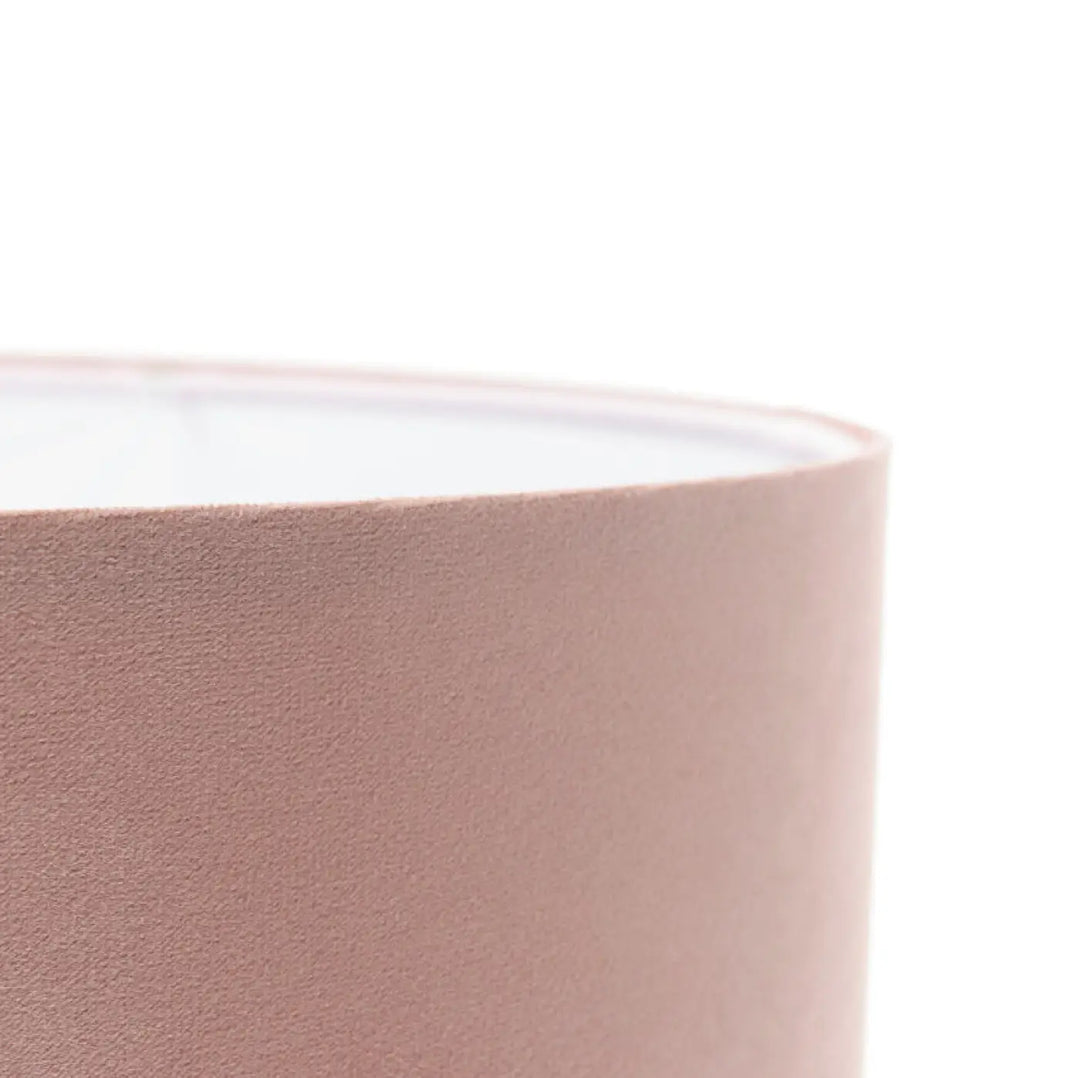 Suspension luminaire classic jasmin avec abat-jour cylindrique en tissu rose clair mat et texturé en rose clair
