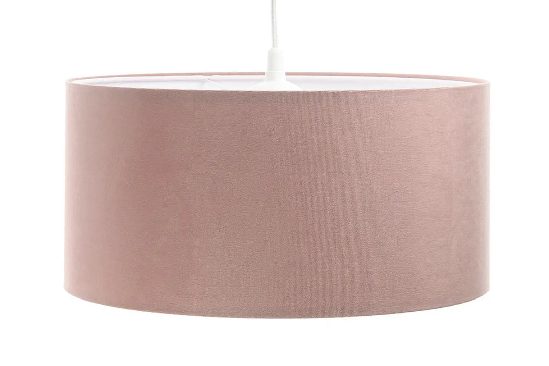 Suspension luminaire classic jasmin avec abat-jour cylindrique en tissu rose clair blush doux texturé