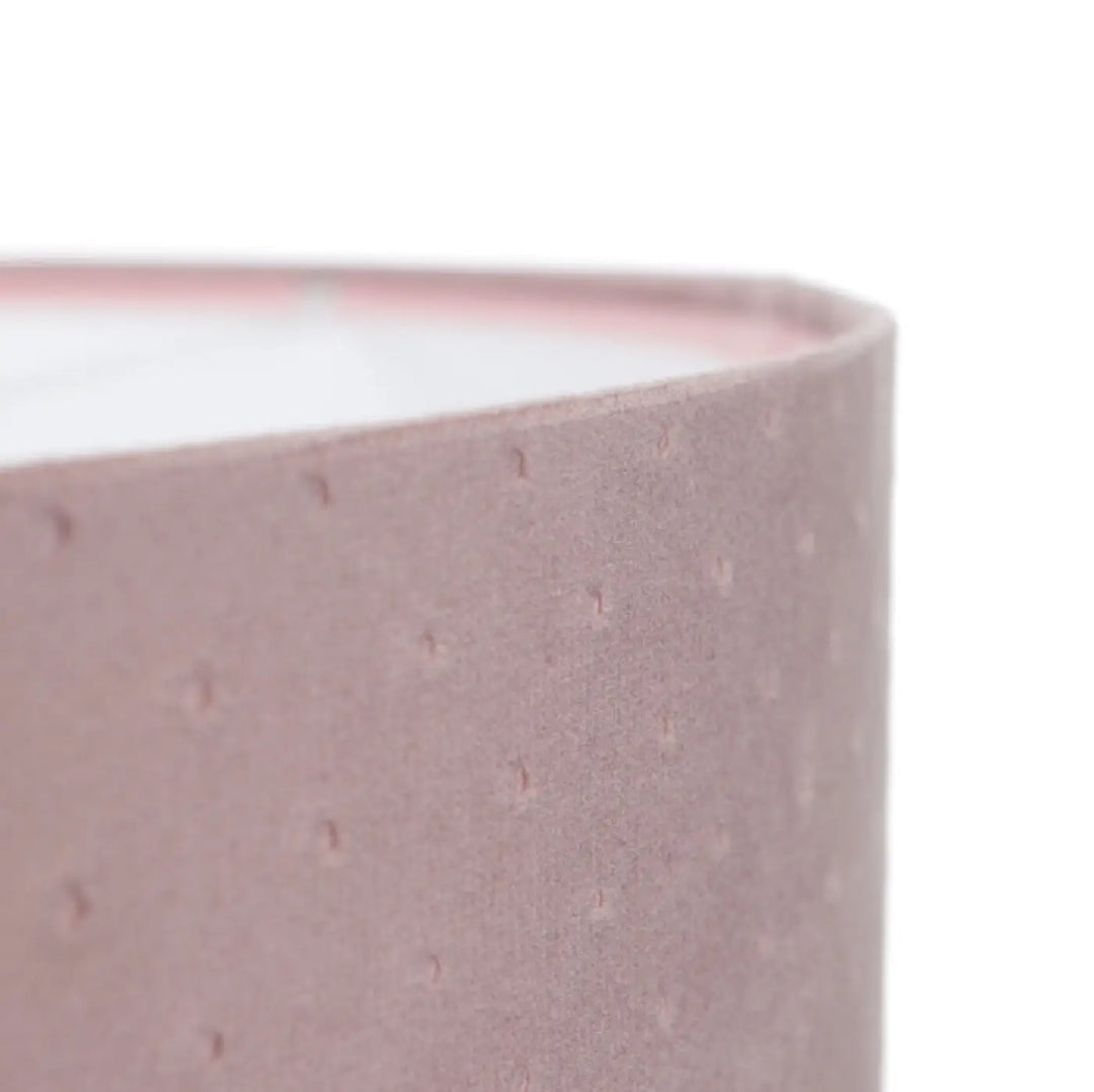 Suspension luminaire avec abat-jour cylindrique en tissu rose mat à surface texturée classique jasmin