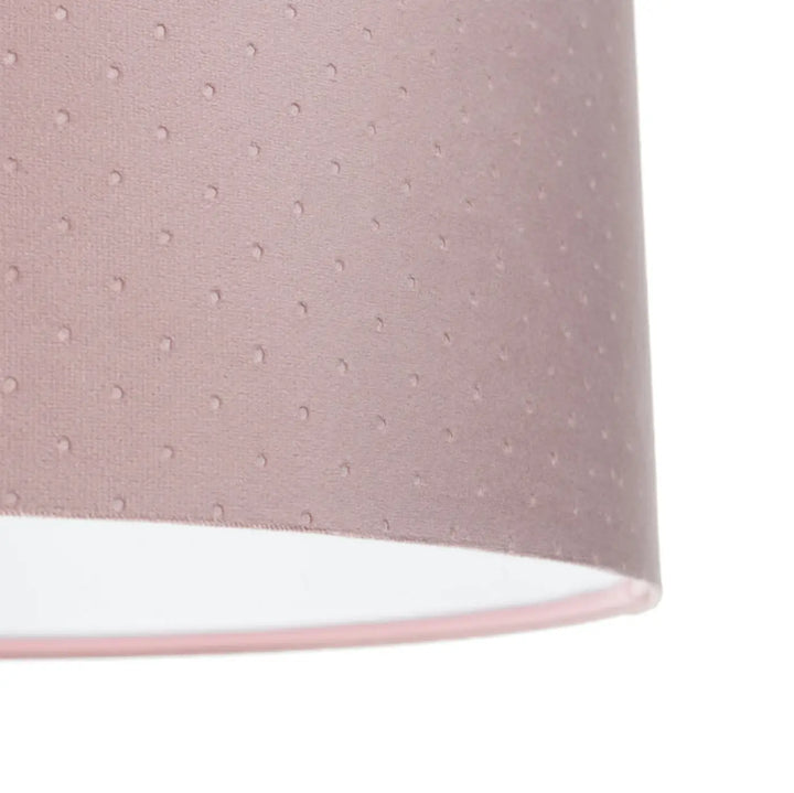 Suspension luminaire classic jasmin tissu rose avec abat-jour cylindrique doux et intérieur blanc épuré