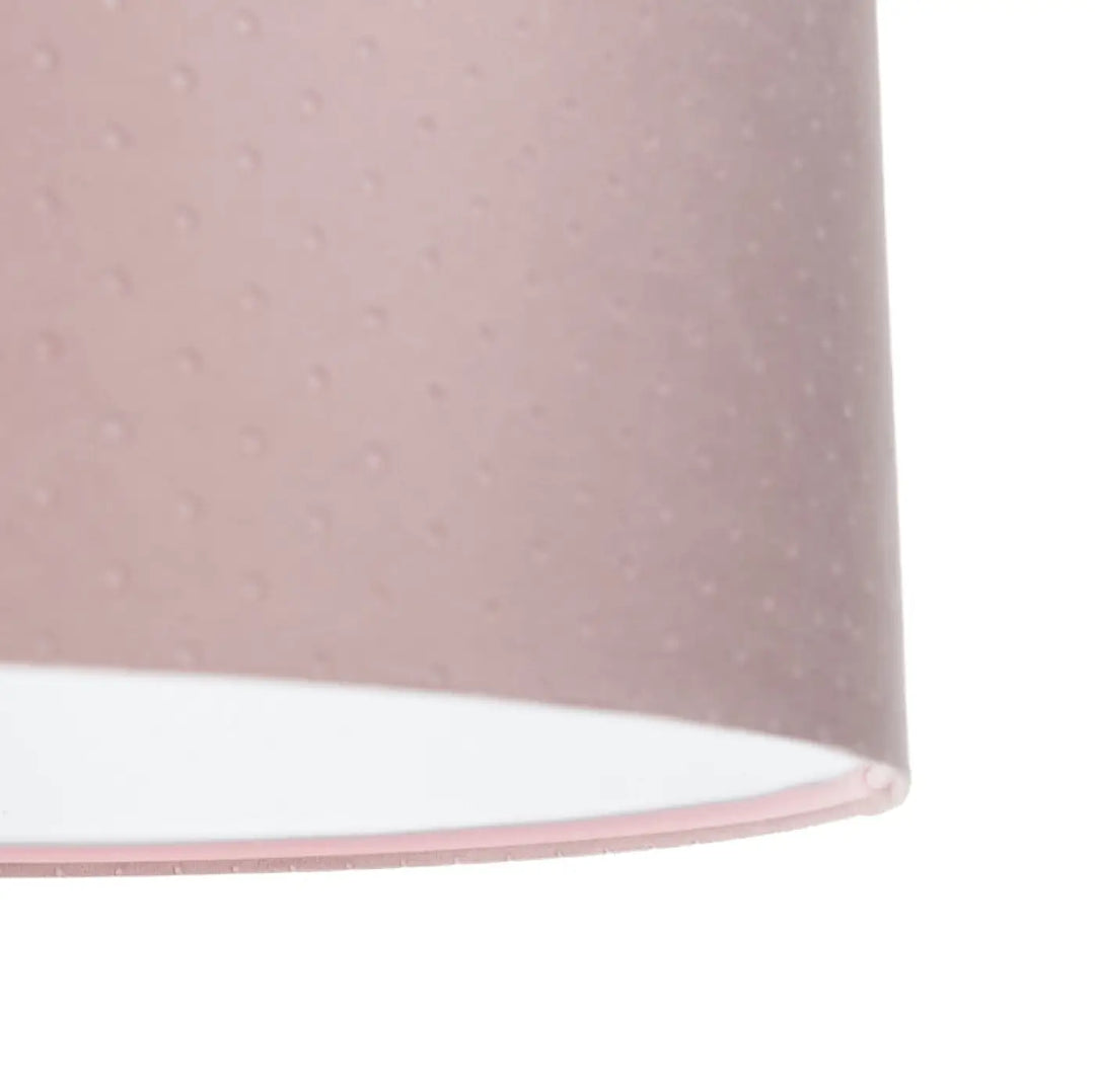 Suspension luminaire classic jasmin avec abat-jour tissu rose design cylindrique et intérieur blanc épuré