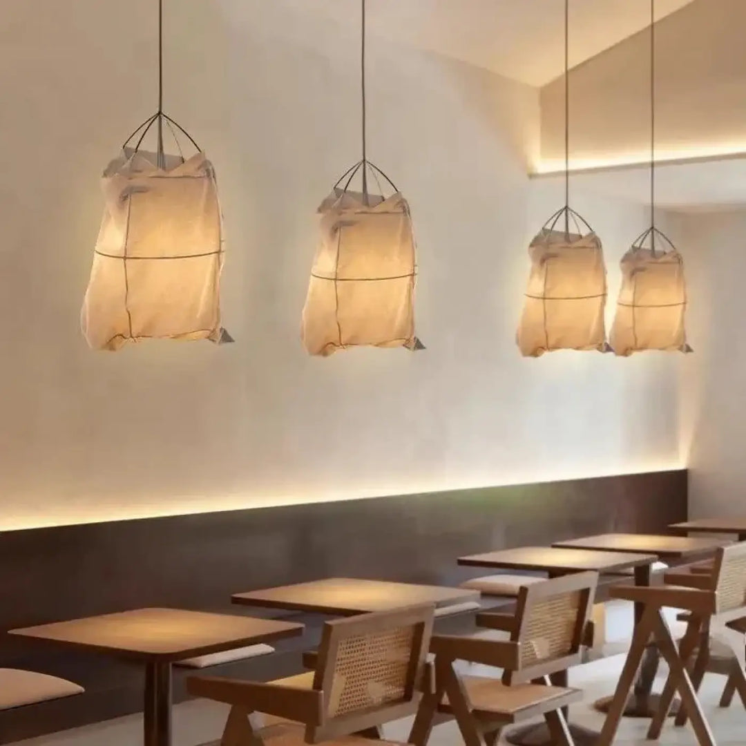 Suspension luminaire tissu de style scandinave contemporain

