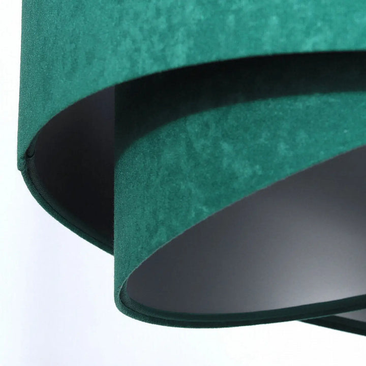 Suspension luminaire galaxy velour 50 cm avec abat-jour en tissu vert émeraude et intérieur noir argenté chic