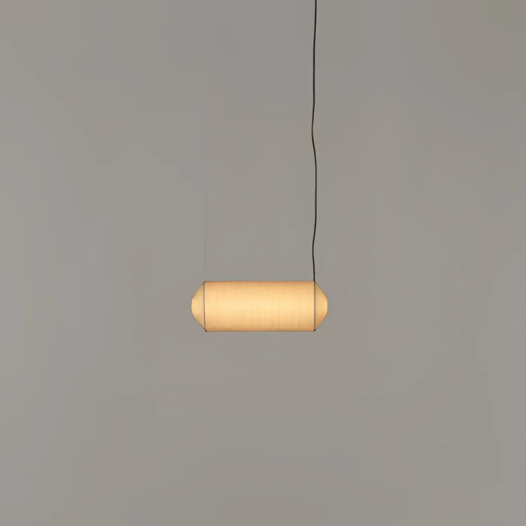 Suspension luminaire copIa cylindrique avec abat-jour en tissu washi tissé couleur chaude pour décoration intérieure