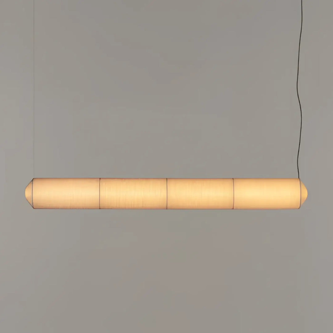 Suspension luminaire cylindrique tissu washi avec abat-jour tissé pour décoration intérieure chaleureuse