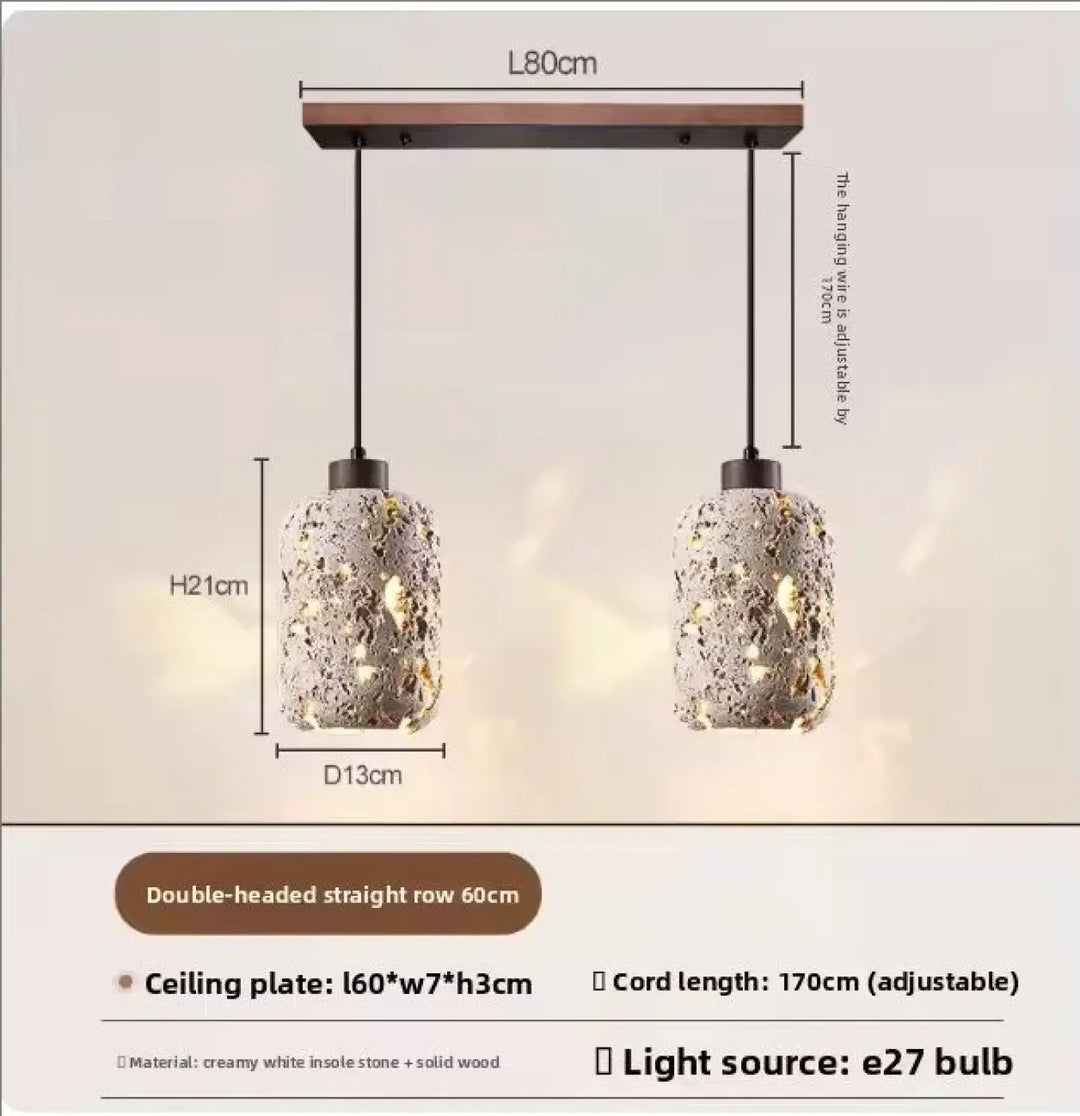 Suspension luminaire travertin en pierre avec led