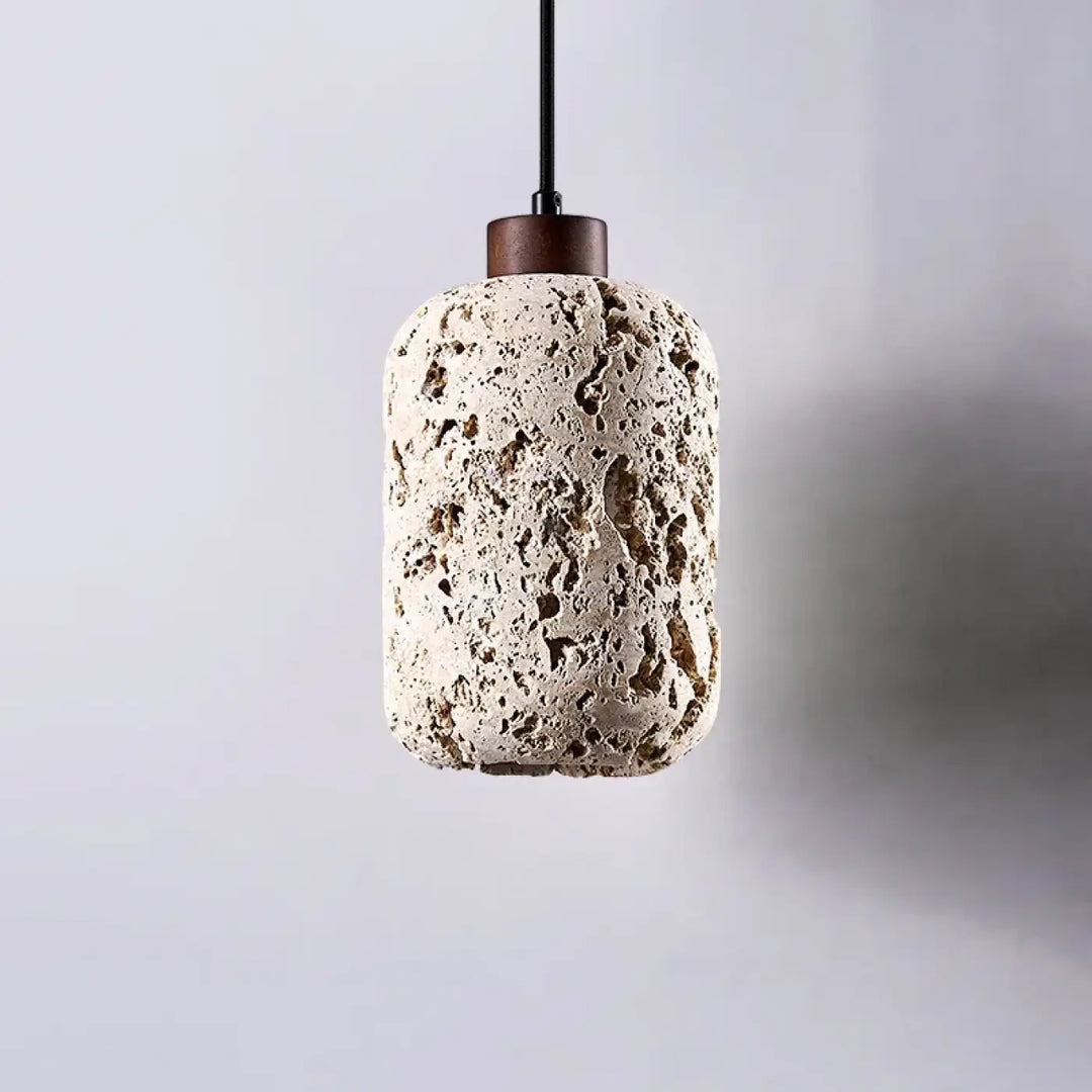 Suspension luminaire travertin en pierre avec led
