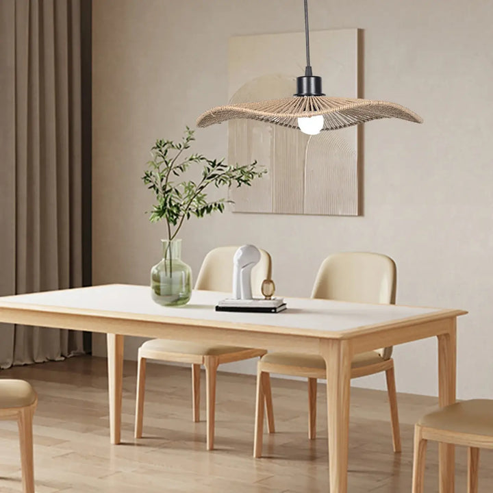 Suspension luminaire tressé naturel design moderne beige