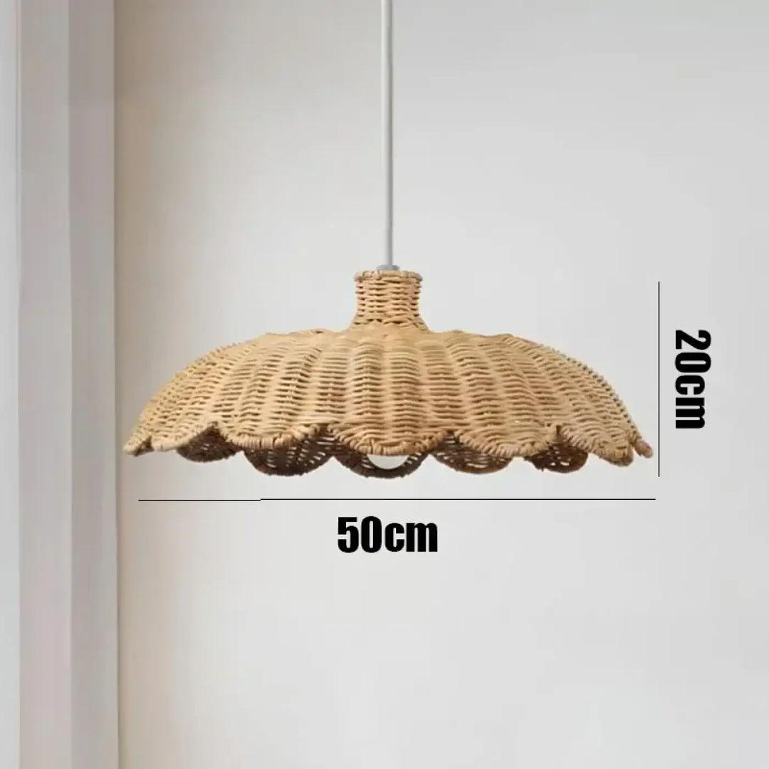 Suspension tressé en rotin style bohème beige chic