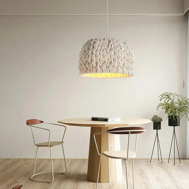 Suspension luminaire tressée en corde style bohème naturel

