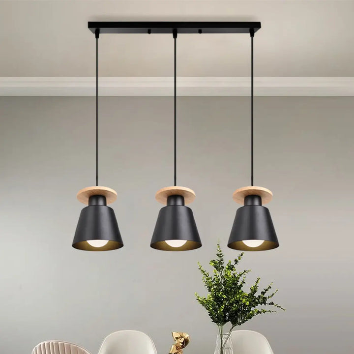Suspension luminaire à trois éclairages style nordique