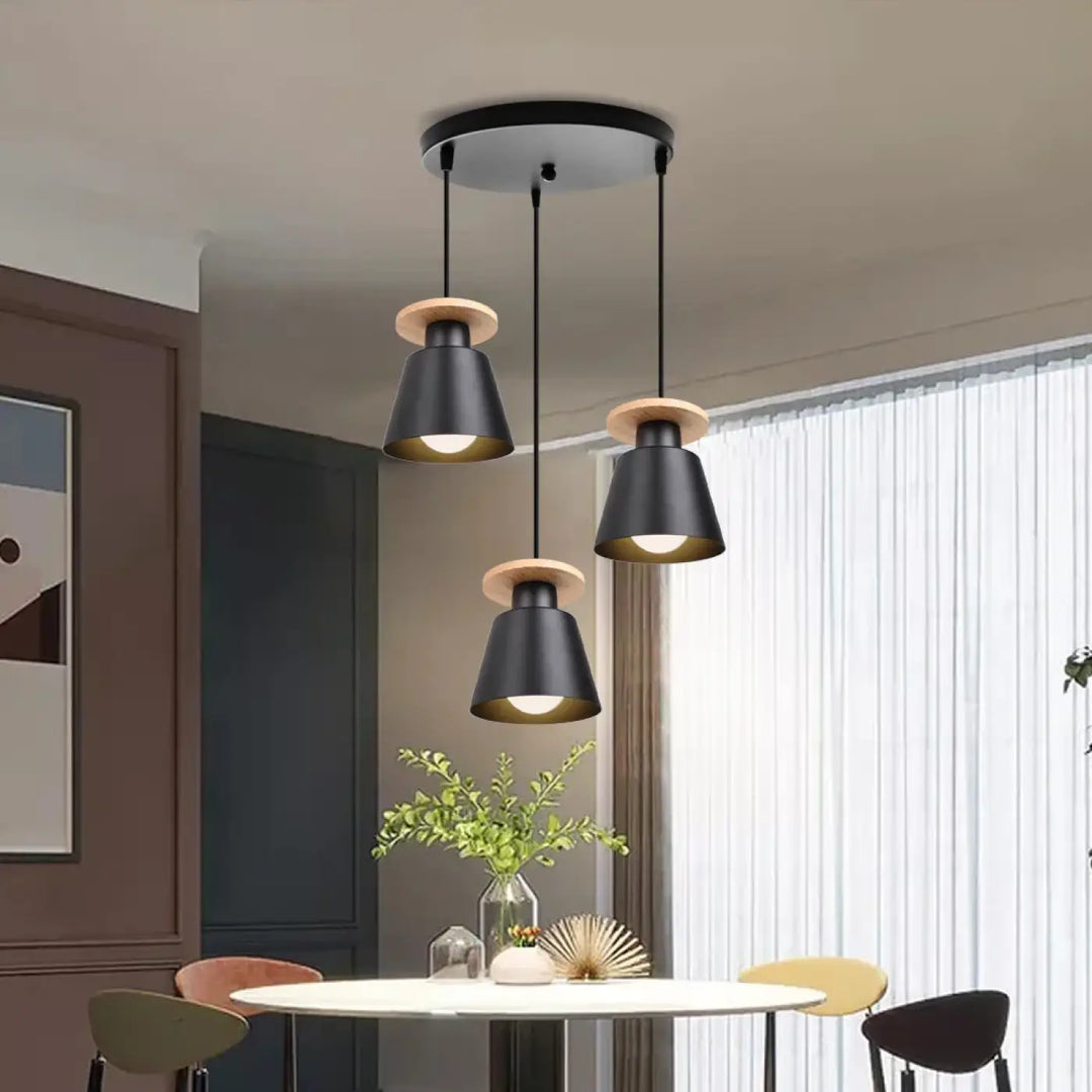 Suspension luminaire à trois éclairages style nordique