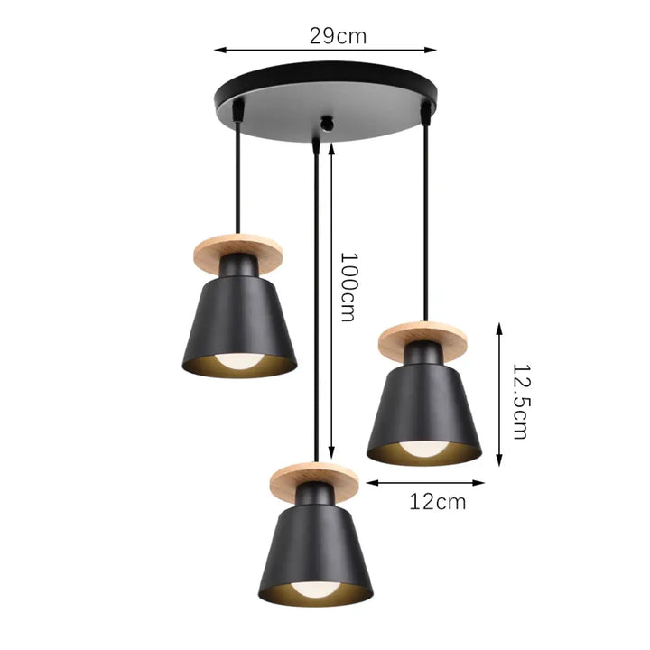 Suspension luminaire à trois éclairages style nordique