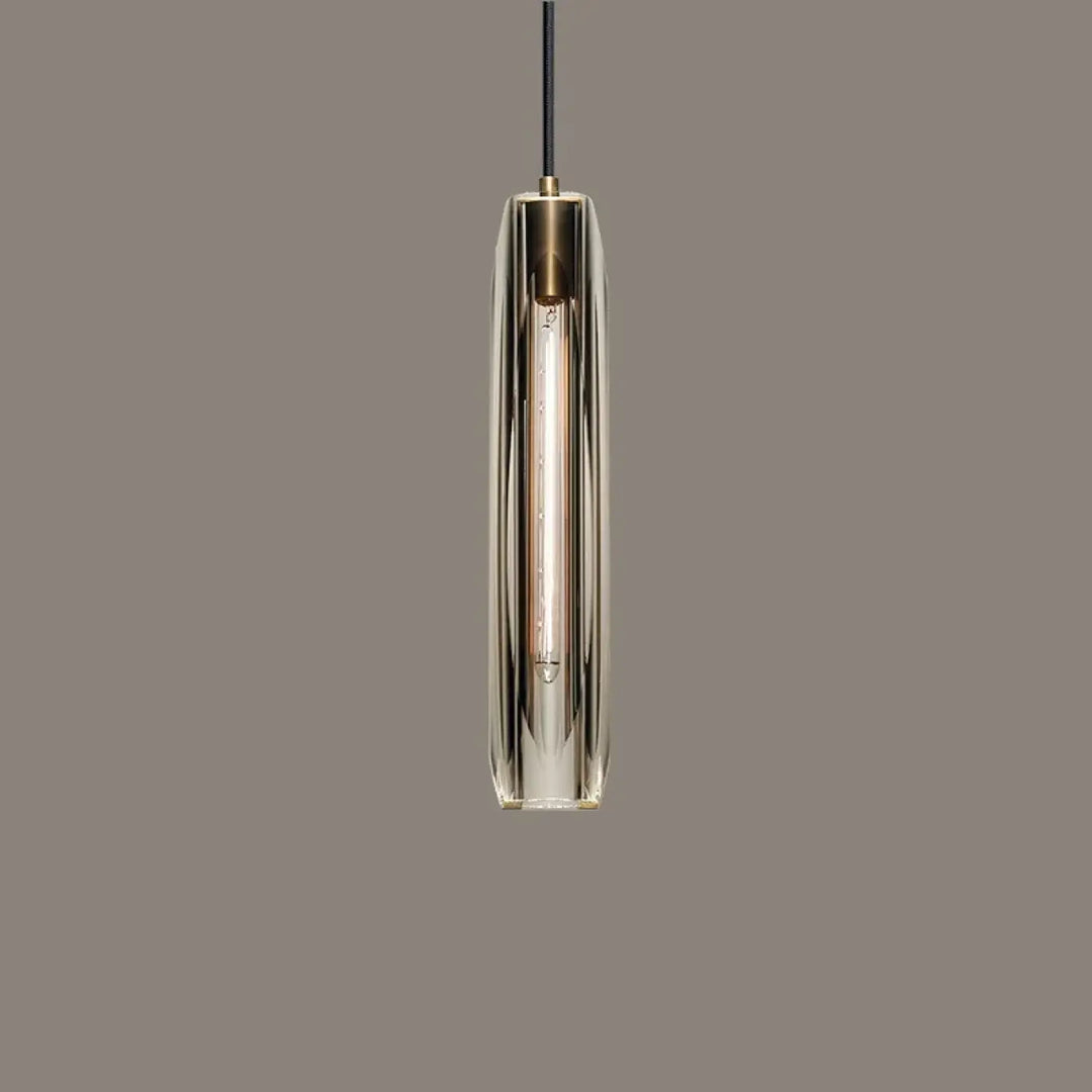 Suspension Luminaire Tube Verre Sculpté Élégant Design

