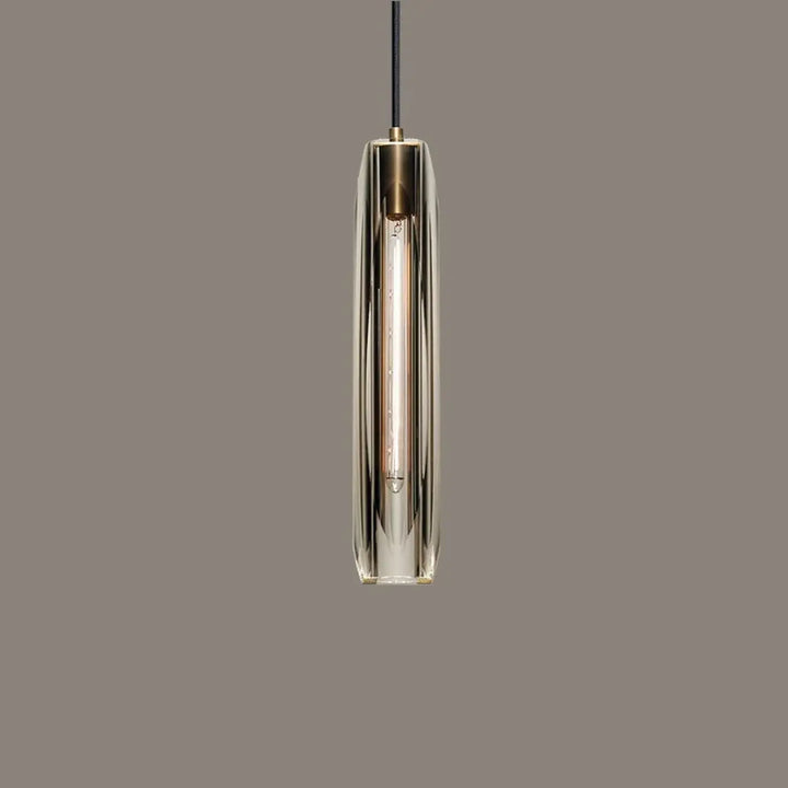 Suspension Luminaire Tube Verre Sculpté Élégant Design

