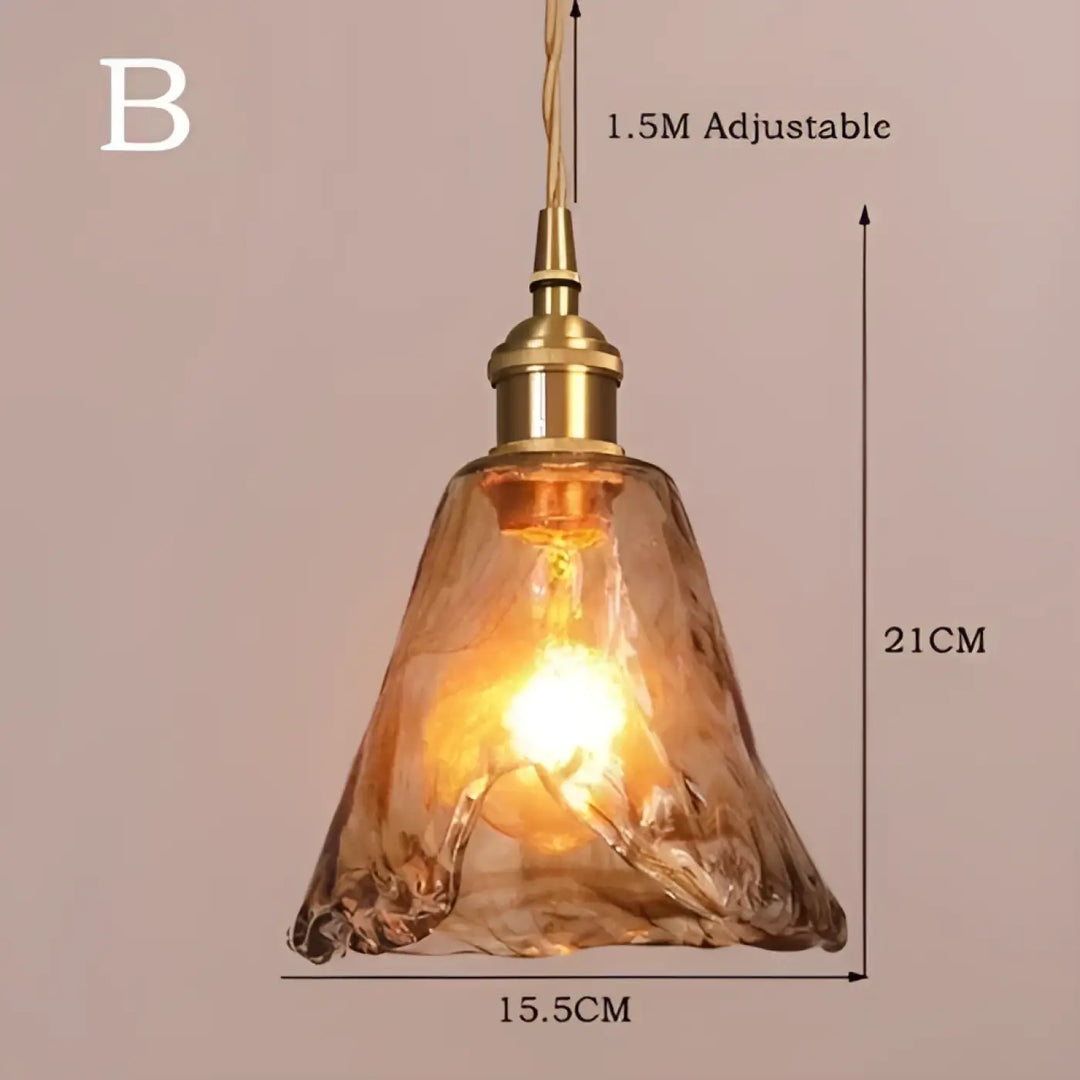 Suspension luminaire en verre ambré au design rétro chic