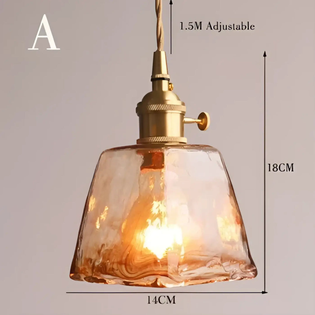 Suspension luminaire en verre ambré au design rétro chic