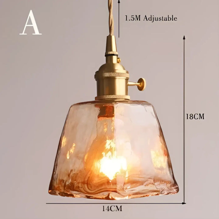 Suspension luminaire en verre ambré au design rétro chic