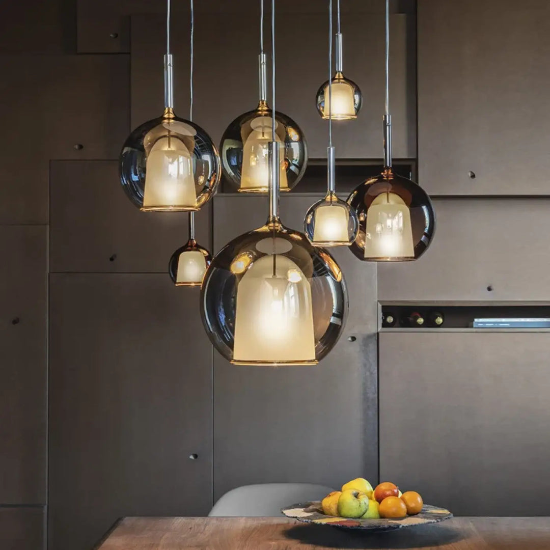 Suspension luminaire en verre ambré style moderne design