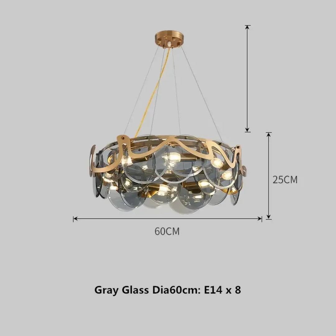 Suspension luminaire en verre blanc et structure dorée chic