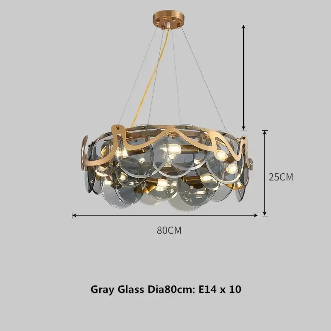 Suspension luminaire en verre blanc et structure dorée chic