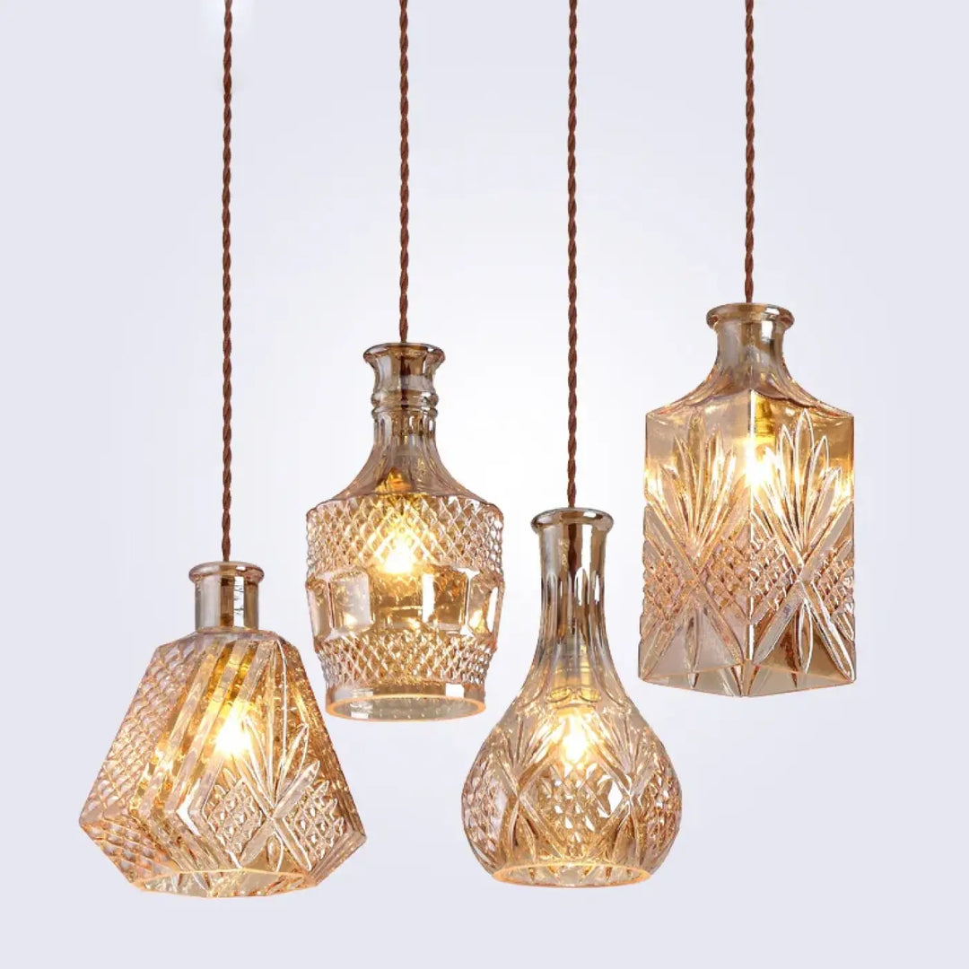Suspension luminaire en verre ciselé style art déco élégant