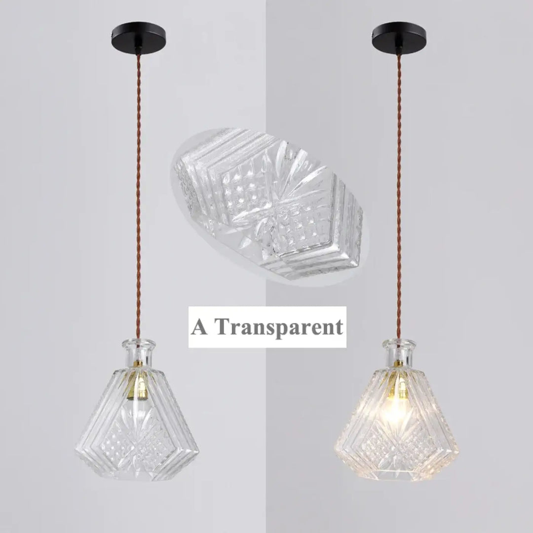 Suspension luminaire en verre ciselé style art déco élégant