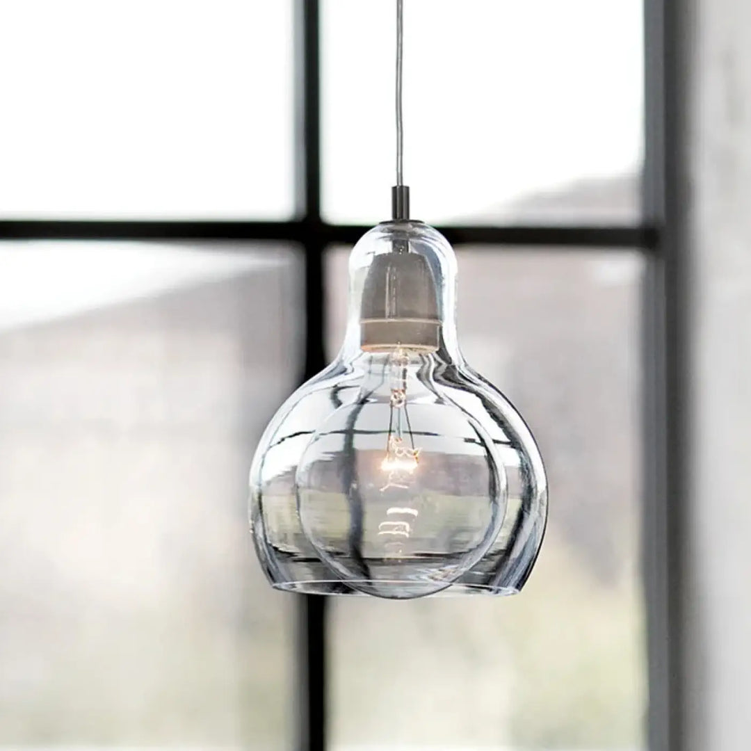 Suspension luminaire en verre coloré style moderne gris doré clair