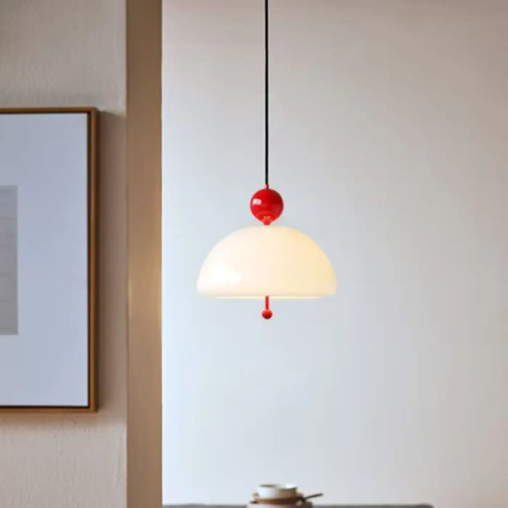 Suspension Luminaire Verre Demi Globe Blanc Et Finitions Couleur