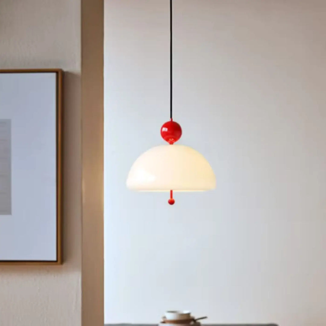 Suspension Luminaire Verre Demi Globe Blanc Et Finitions Couleur