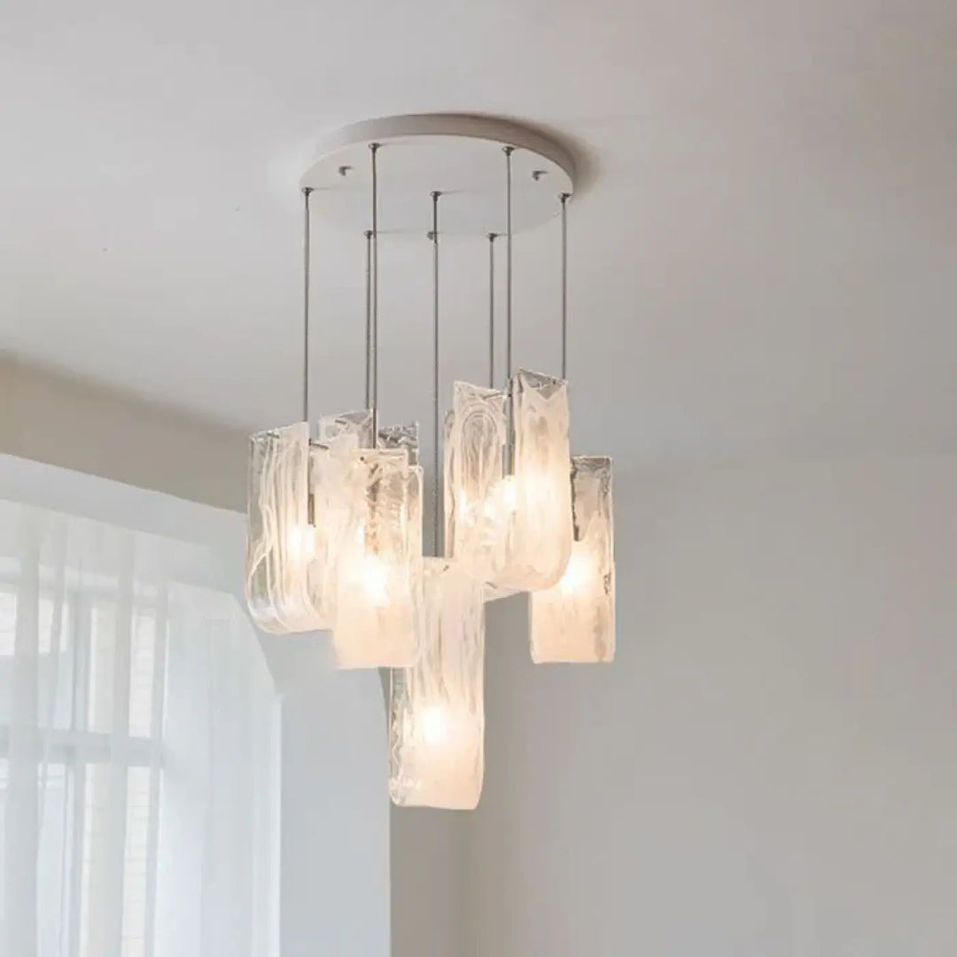 Suspension luminaire klassy avec verre élégante en verre dépoli et cadre métallique, idéal d’un îlot moderne
