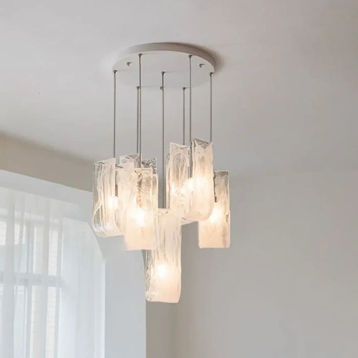 Suspension luminaire klassy avec verre élégante en verre dépoli et cadre métallique, idéal d’un îlot moderne