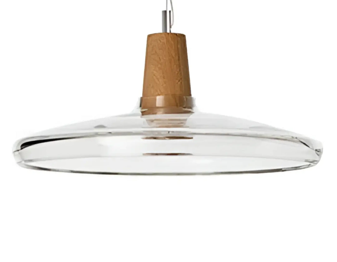 Suspension luminaire en verre effet bois au style scandinave