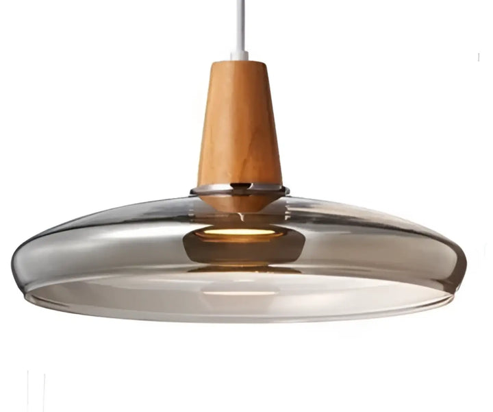 Suspension luminaire en verre effet bois au style scandinave