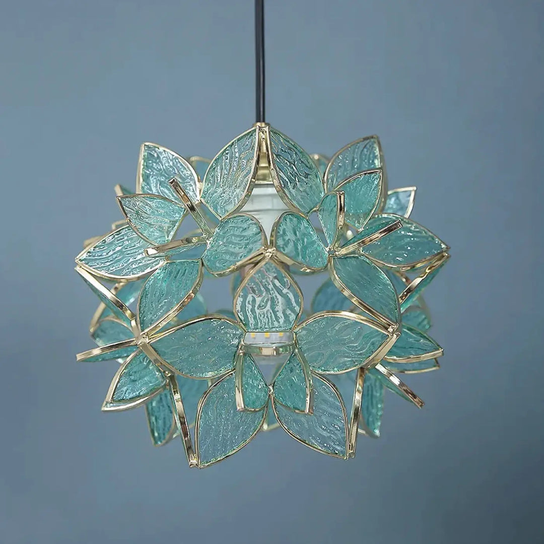 Suspension luminaire en verre forme de fleur au style poétique