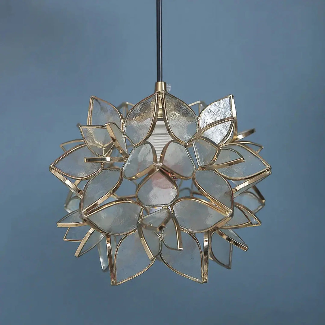 Suspension luminaire en verre forme de fleur au style poétique