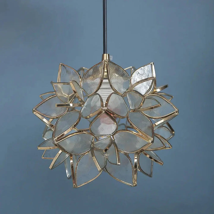 Suspension luminaire en verre forme de fleur au style poétique