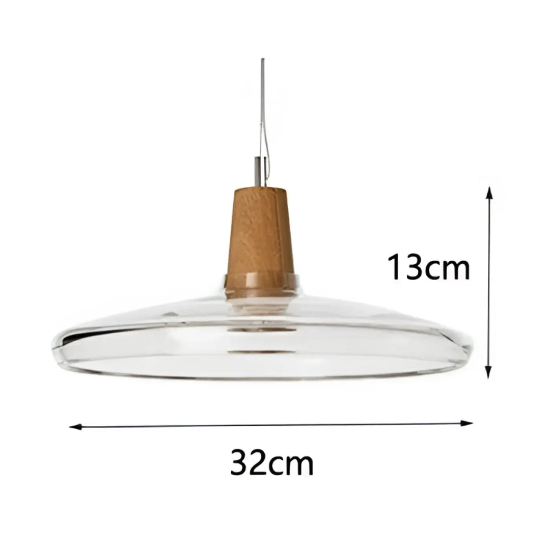 Suspension luminaire en verre fumé et bois design moderne élégant