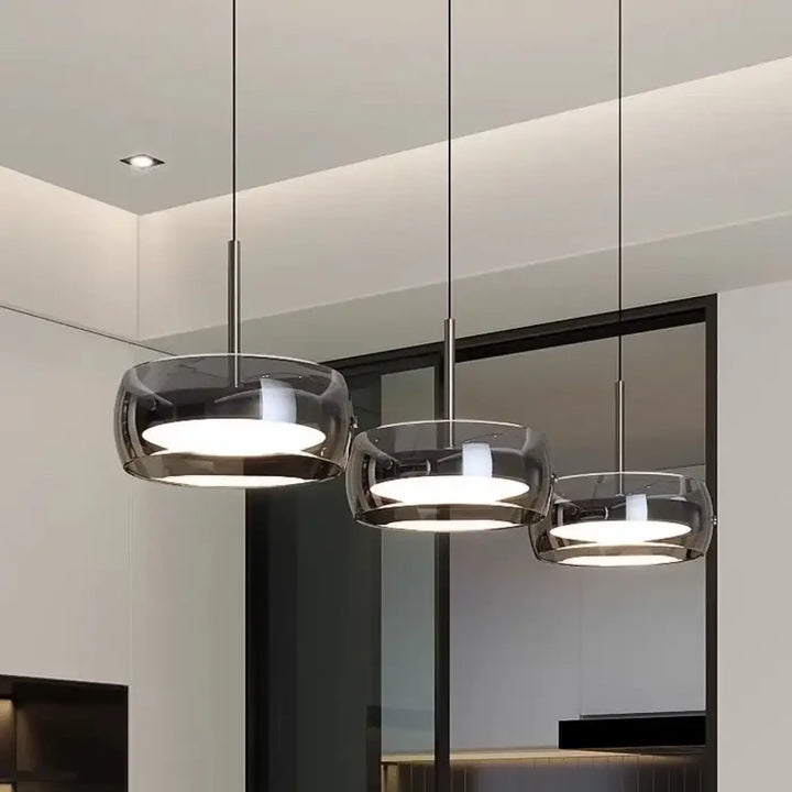 Suspension Luminaire Verre Fumé Design Moderne Raffiné

