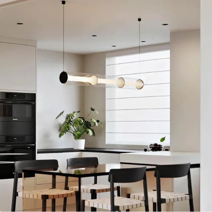 Suspension luminaire en verre avec lumière blanche élégante