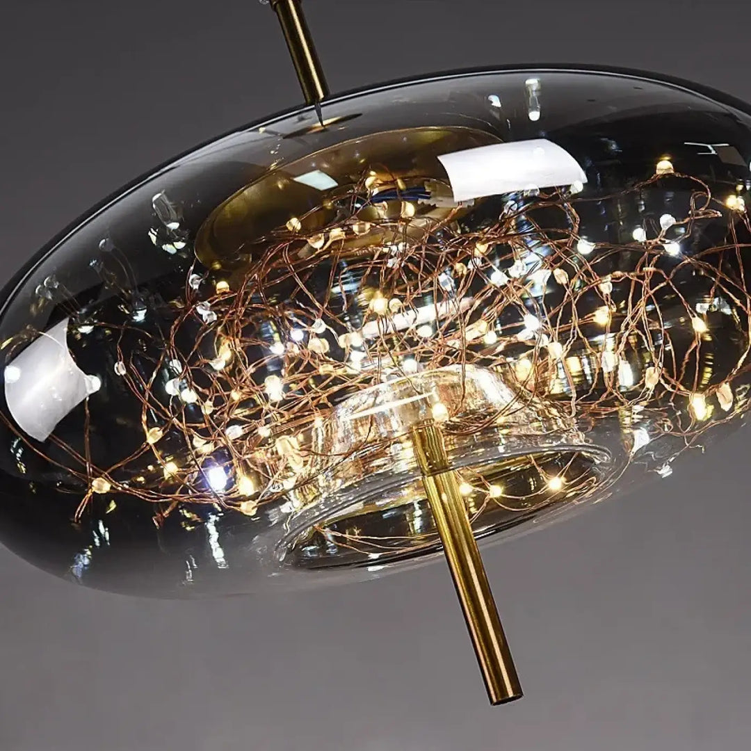 Suspension Luminaire En Verre Avec Petite Guirlande LED Élégante